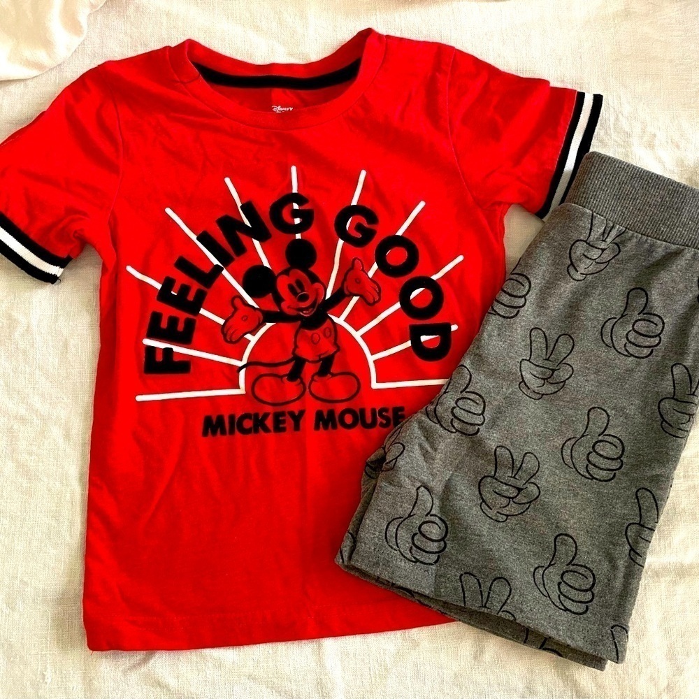 Mickey Mouse shirt short set little boys Sz 4T